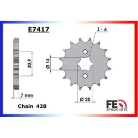 PIGNON KAWA AR/KMX/KDX.125 17 428