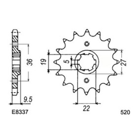 PIGNON HONDA CR250Z/B/C/D/E/F 12