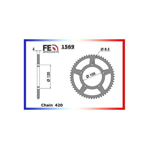 COURONNE ACIER KEEWAY 50.X-RAY T/SM'06/08 50 420 