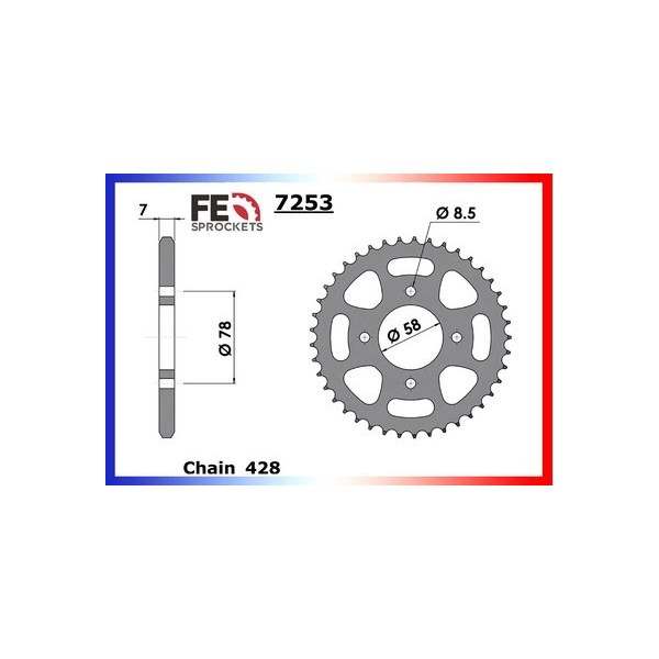 COURONNE ACIER KEEWAY 125 SPEED'06/10-125.RKV'11 39 428 