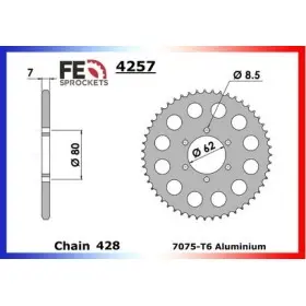 COURONNE ALU YZ80'80/83,TY125'75/89 45 428
