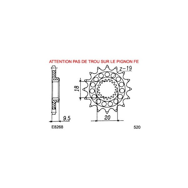 PIGNON HONDA CR125R '87/03 14 520 