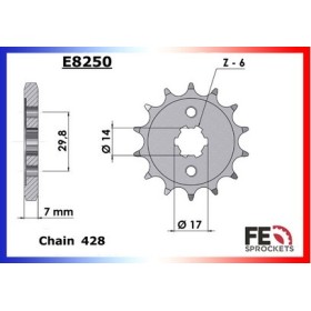 KIT CHAINE FE 125.DUNE/CONDOR '08 14X43 OR