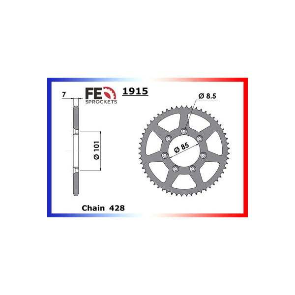 KIT CHAINE FE TM.80 '94/95 Petites Roues 16X56 OR 