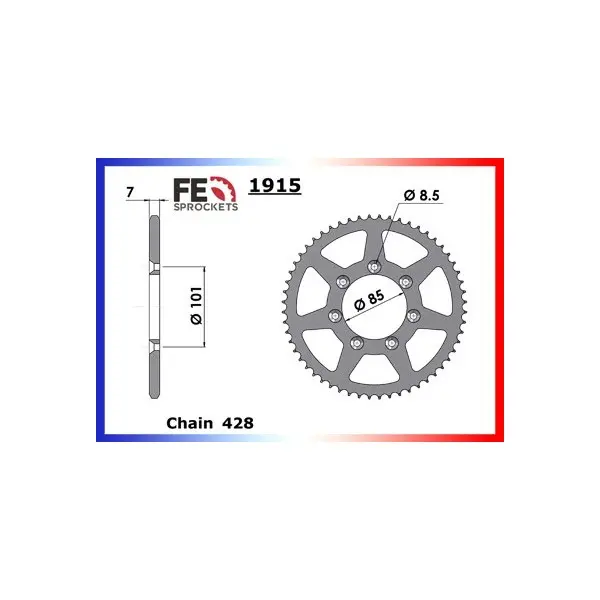 KIT CHAINE FE TM.80 '94/95 Petites Roues 16X56 OR