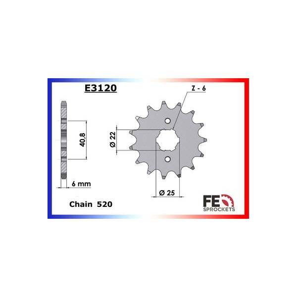 KIT CHAINE FE 250.QUADLANDER '05/07 15X38 OR* 