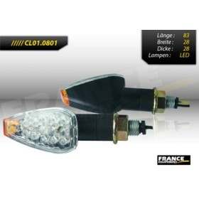 Paire de clignontants, tige courte noire, ampoule LED