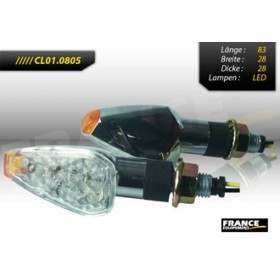 Paire de clignontants, tige courte chromé, ampoule LED