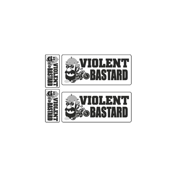  Déco moto 4 pièces "VIOLENT BASTARD" Noir sur Blanc  
