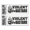  Déco moto 4 pièces "VIOLENT BASTARD" Noir sur Blanc  