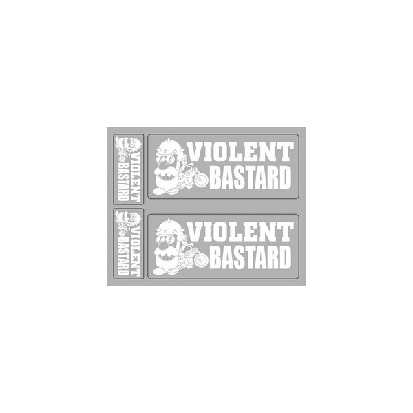  Déco moto 4 pièces "VIOLENT BASTARD" Blanc sur Transparent  