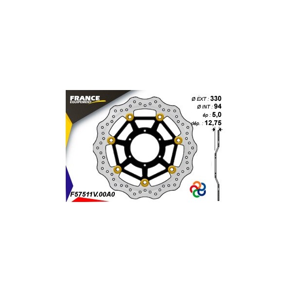  Disque de frein Gamme Essentiel FE.FL57511V / Oeillets Couleurs  