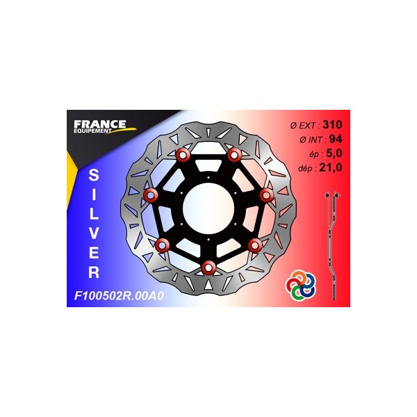  Disque de frein Gamme Silver F100502R.00A0 / Oeillets Couleurs  