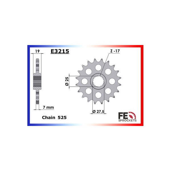  F.800.R '19 19X47 RK525RO * (Fixations Couronne dia: 10,5 mm)  