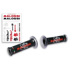 2 POIGNÉES NOIRES avec logo Malossi TRIBAL (O 30 mod. sans fermetu