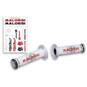 2 POIGNÉES BLANCHES avec logo Malossi TRIBAL (O 30 mod. avec ferme