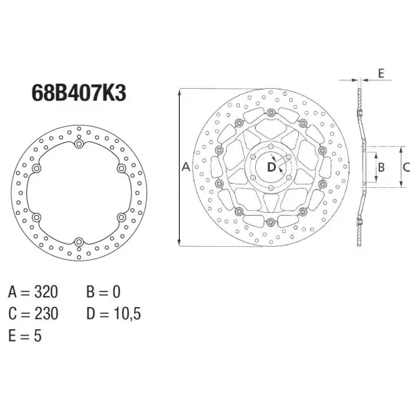 Disque de frein BREMBO Oro fixe - 68B407K3