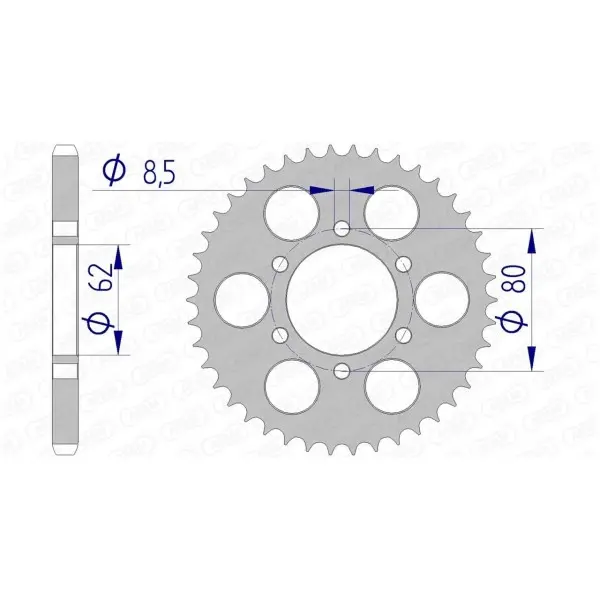 Couronne AFAM aluminium Ultra-Light anodisé dur 13208 - 428
