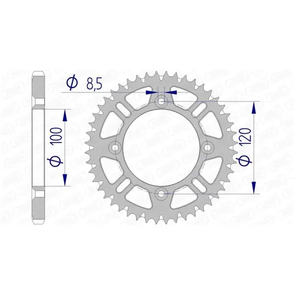 Couronne AFAM aluminium Ultra-Light anti-boue 15104 - 428