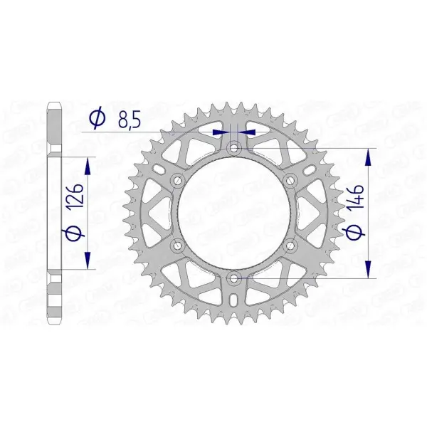Couronne AFAM aluminium Ultra-Light anti-boue 15203 - 520