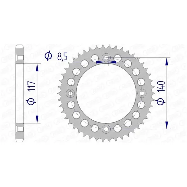 Couronne AFAM aluminium Ultra-Light anodisé dur 13108 - 428