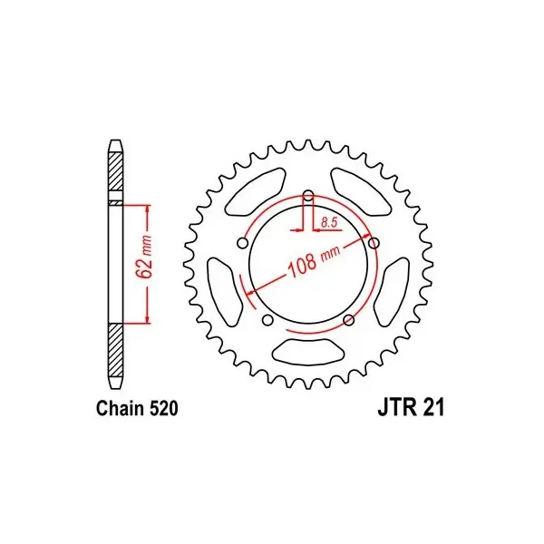 Couronne JT SPROCKETS acier standard 21 - 520