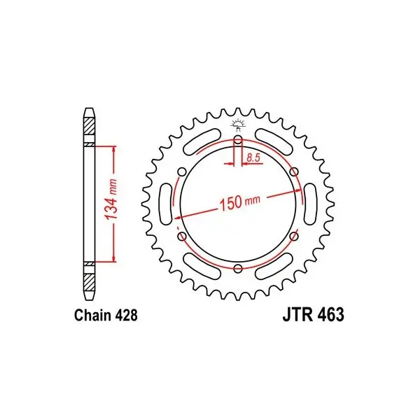 Couronne JT SPROCKETS acier standard 463 - 428
