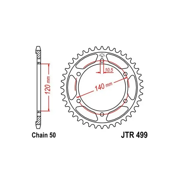 Couronne JT SPROCKETS acier standard 499 - 530