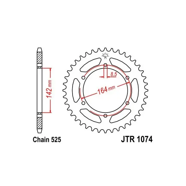 Couronne JT SPROCKETS acier standard 1074 - 525