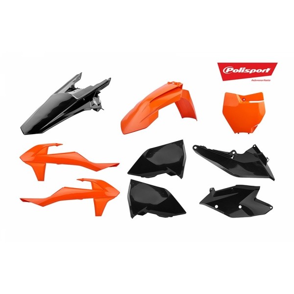 Kit plastiques POLISPORT orange/noir 