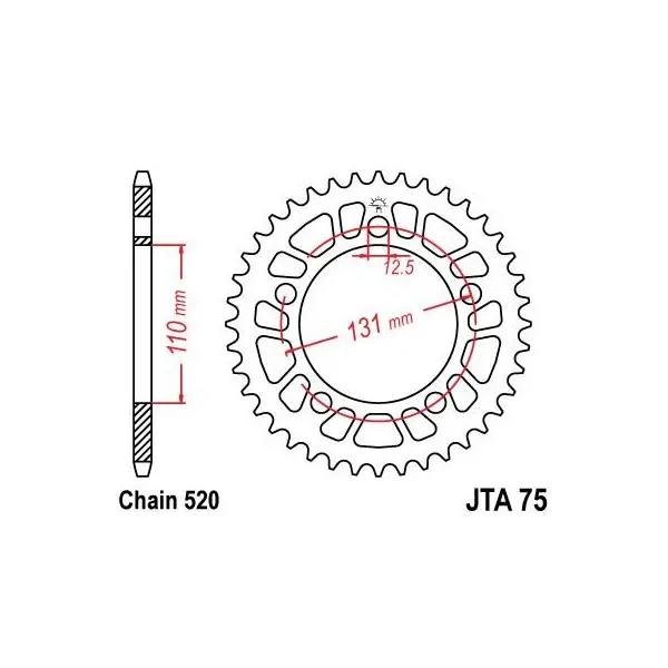 Couronne JT SPROCKETS aluminium Ultra-Light 75 - 520