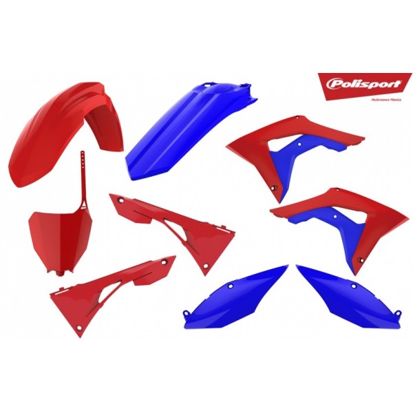 Kit plastiques POLISPORT rouge/bleu 