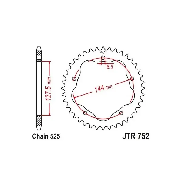 Couronne JT SPROCKETS aluminium 752 - 525