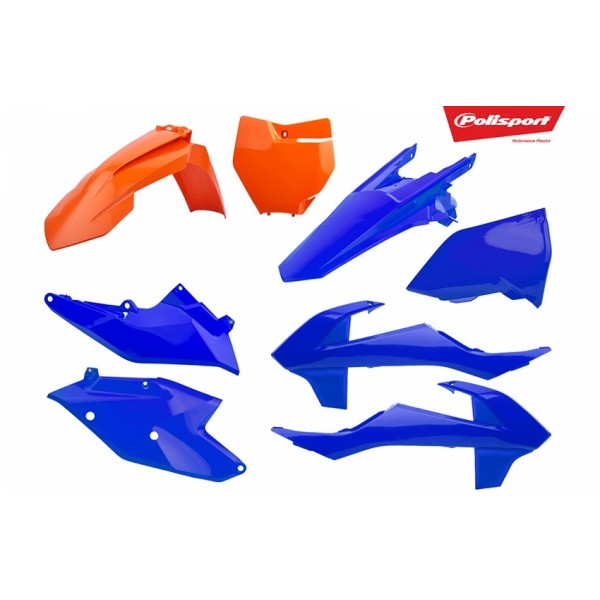 Kit plastiques POLISPORT orange/bleu 