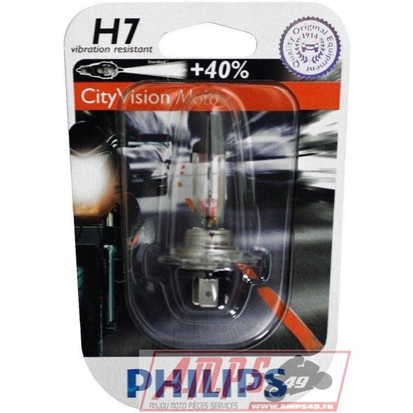 BOITE DE 10 AMPOULES TYPE H7 PHILIPS CITY VISION MOTO