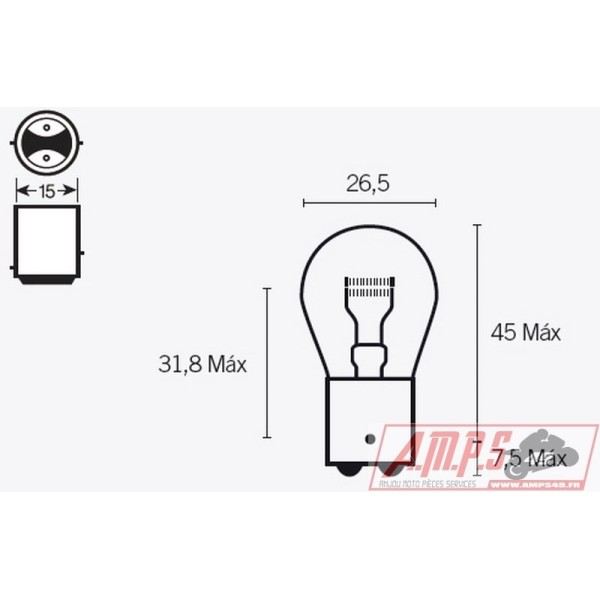 Boite de 10 ampoules V PARTS S25 12V-21/5W