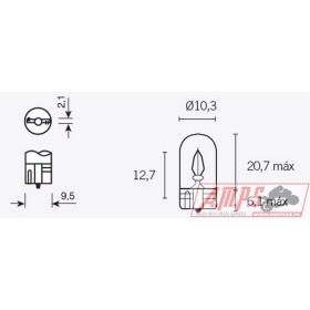 Boite de 10 ampoules V PARTS T10 12V-3W