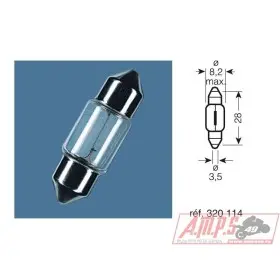 BOITE 10 AMPOULES 12V-3W / NAVETTES CULOT SV7-8