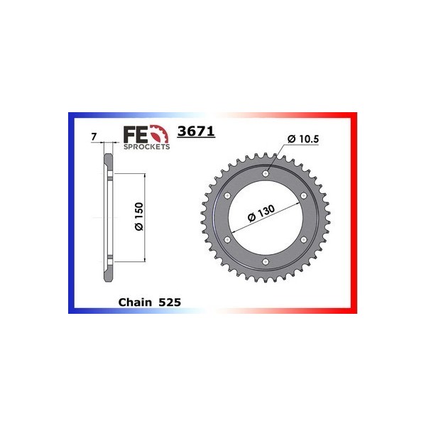 Couronne Arrière de transmission en Acier - FZ8 S Fazer Abs - 800 - YAMAHA  2013-2015  