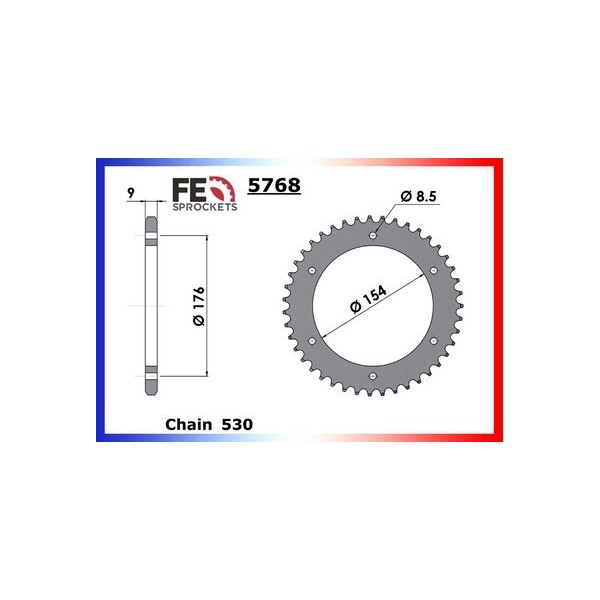 Couronne Arrière de transmission en Acier - VFR FI Interceptor - 800 - HONDA  1998-1999  