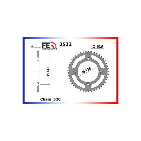 Couronne Arrière de transmission en Acier - Mastiff - 660 - MZ  1998-2005  