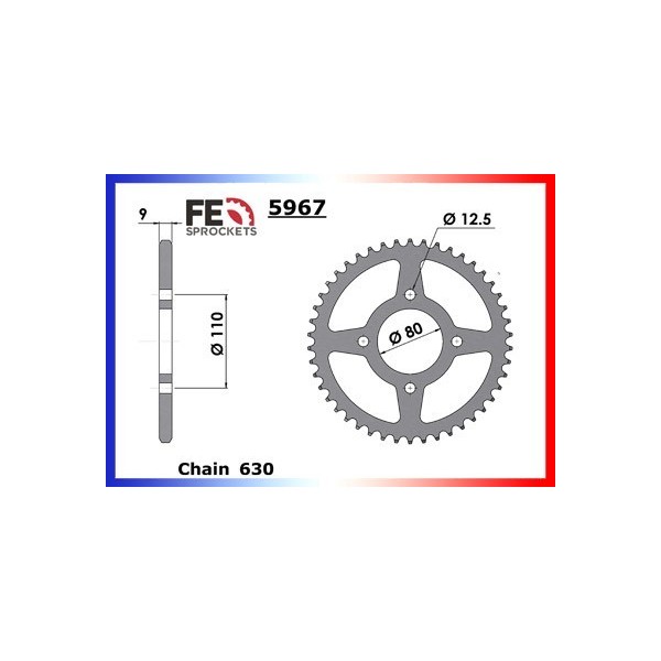 Couronne Arrière de transmission en Acier - CB F2 - 750 - HONDA  1978-1978  