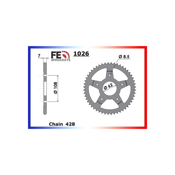 Couronne Arrière de transmission en Acier - Tangoo - 250 - RIEJU  2012-2018  