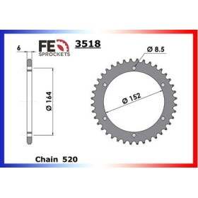 Couronne Arrière de transmission en Acier - XT - 400 - YAMAHA 1981-1982