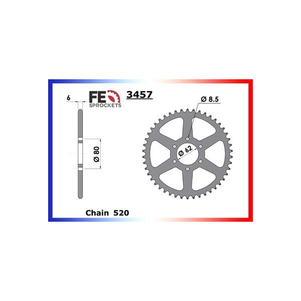 Couronne Arrière de transmission en Acier - SR SE - 250 - YAMAHA  1979-1979  