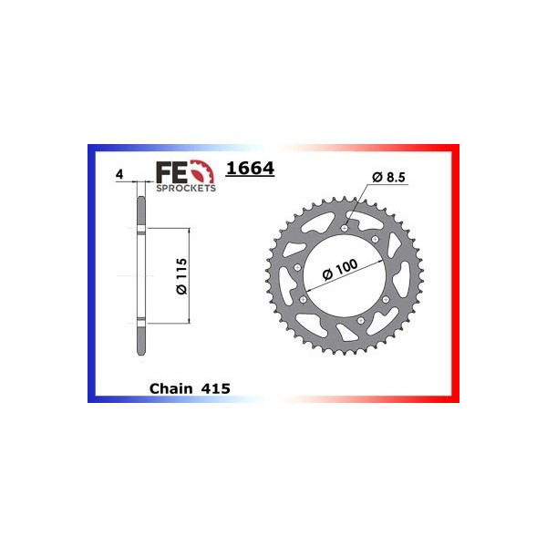 Couronne Arrière de transmission en Acier - RK Cannibale - 50 - PIAGGIO  1996-1996  