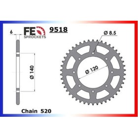 Couronne Arrière de transmission en Acier - BJ Estrella - 250 - KAWASAKI 1997-2000