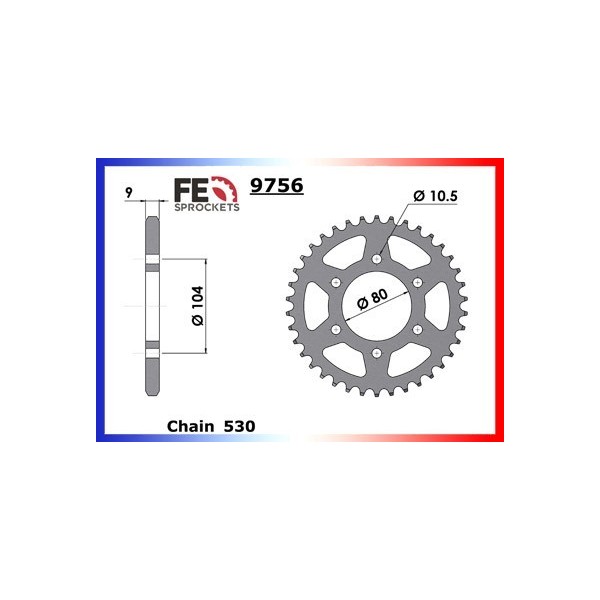 Couronne Arrière de transmission en Acier - Z C1-C4 (KZ) - 650 - KAWASAKI  1978-1980  