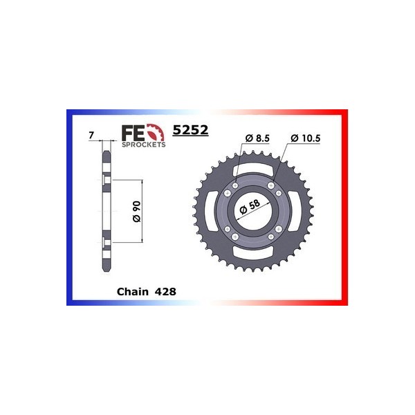 Couronne Arrière de transmission en Acier - CK Pulsar - 125 - KYMCO  2005-2006  