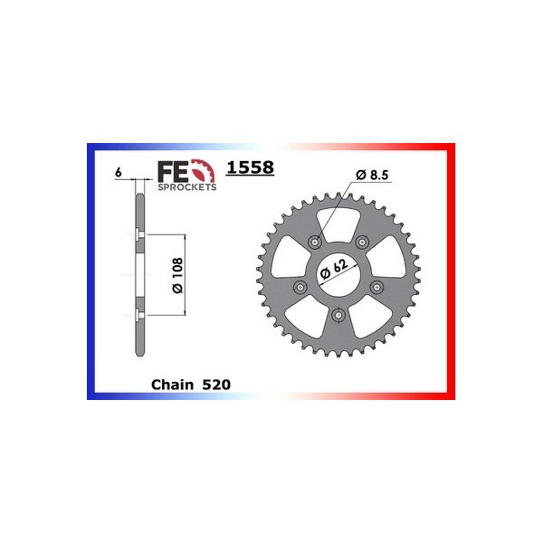 Couronne Arrière de transmission en Acier - RS Replica - 125 - APRILIA  1993-1994  